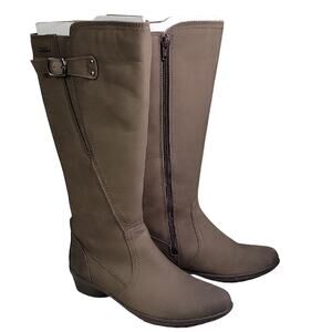Rockport Taupe Zip Side Leather Boots Womens Size 7
